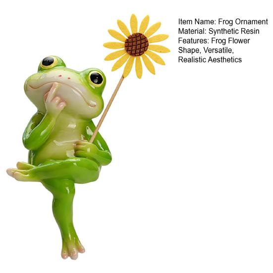 Садовый орнамент, думающая лягушка, держащая цветок, статуэтка из смолы, реалистичный дизайн, садовый пруд, фонтан, аквариум, фигурка