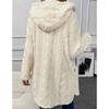 Hooded Solid Color Cardigan Button Up Long Sleeved Casual Fleece Jacket