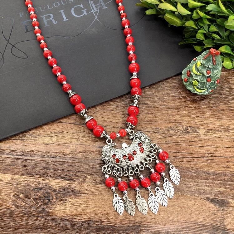 Vintage Personality Handmade Necklace Bohemian Sweater Chain Moon Flower Beads Versatile Headdress Women's Accessories