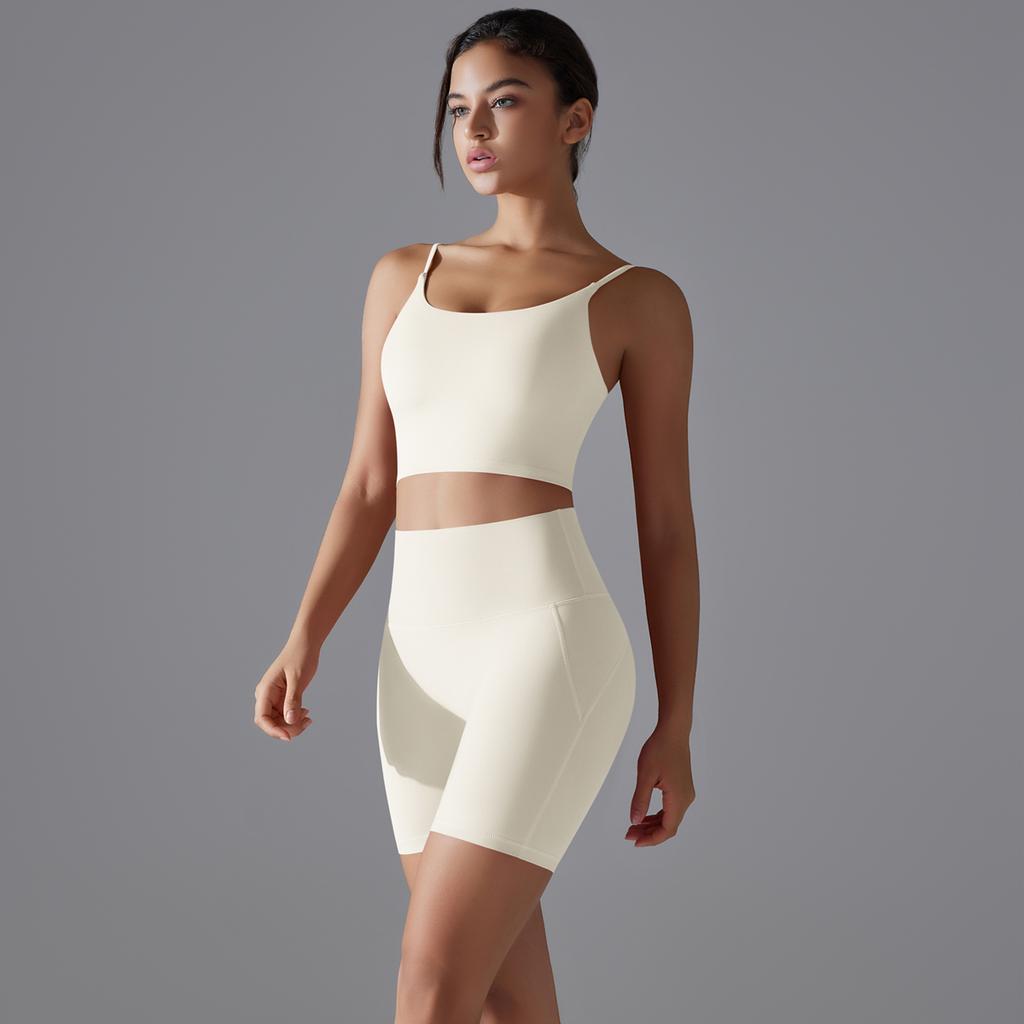 Auroth Женский спортивный комплект для йоги без рукавов Тренировочные костюмы для спортзала Бюстгальтер с открытой спиной Шорты Push Up Спортивная одежда для фитнеса