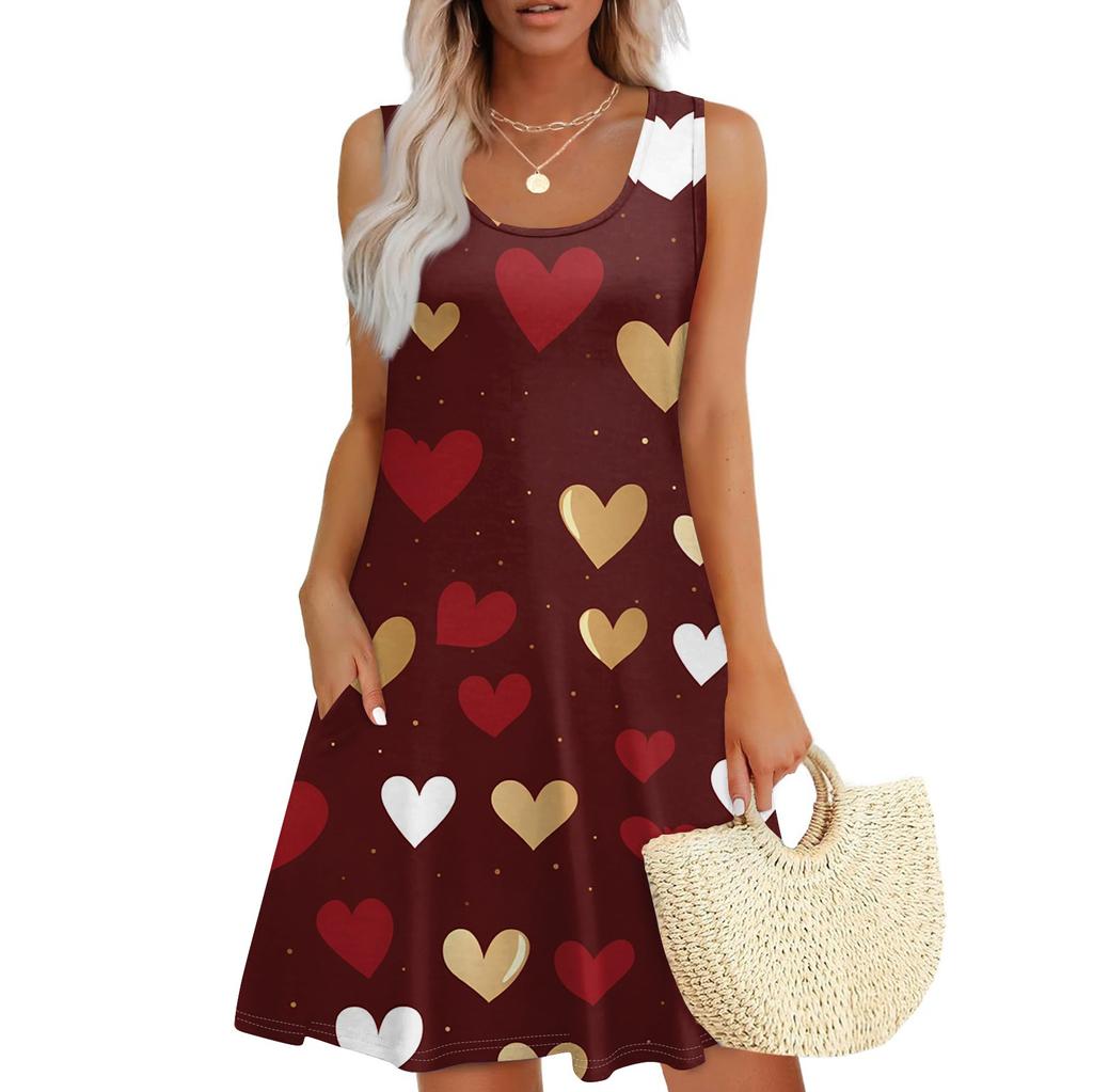 Женский повседневный сарафан с карманами, летнее пляжное платье в стиле бохо, праздничные платья для женщин, футболки, платья с U-образным вырезом, свободные платья-майки