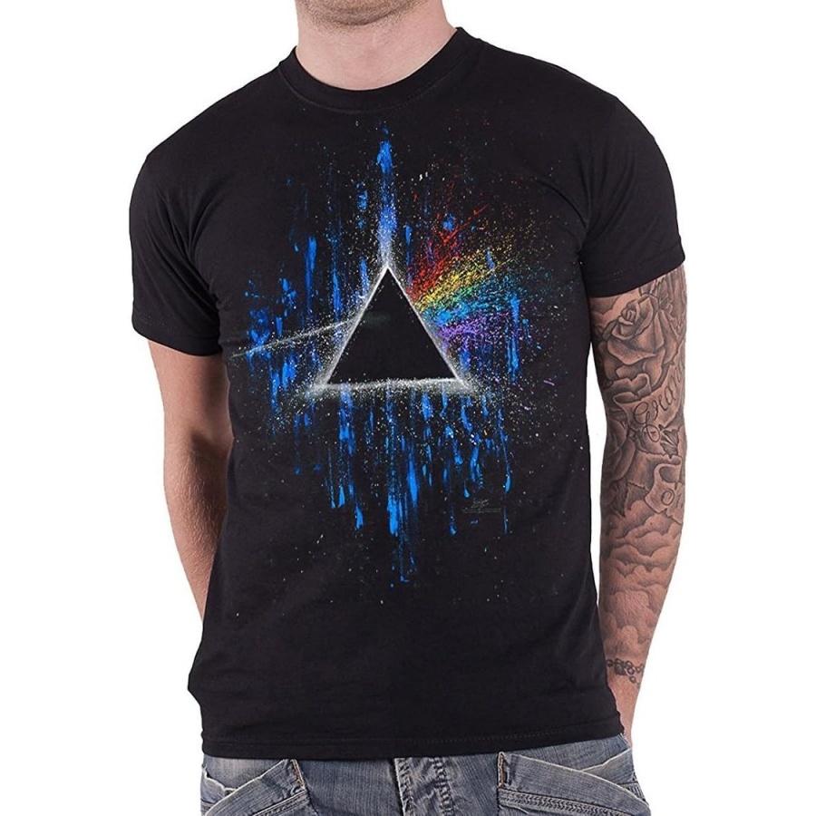Мужская футболка Pink Floyd Dark Side of The Moon Синие брызги Приталенная XX-Large Черный