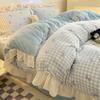 Thickened Milk Fleece Four-Piece Set, Fleece Quilt Cover, Bedding, Coral Flannel Bed Sheet Three-Piece Set