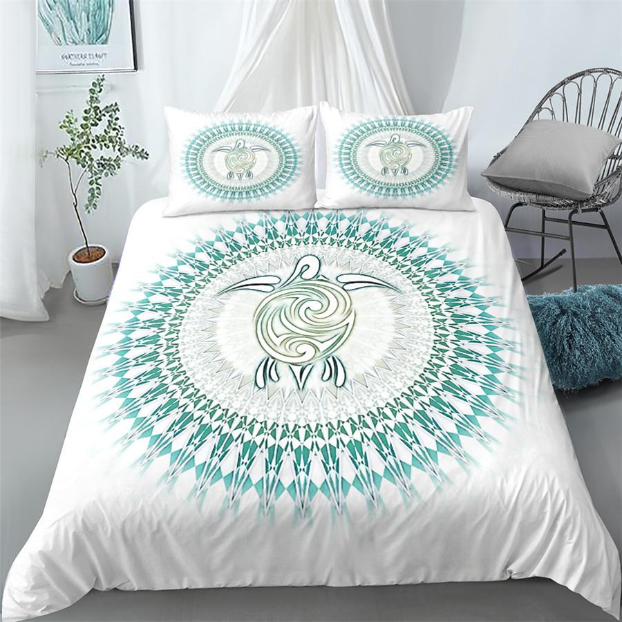 Комплект постельного белья Mandala Blue Pink Boho Chic Покрывала в романтическом стиле Постельное белье в стиле бохо King Полиэстеровый пододеяльник