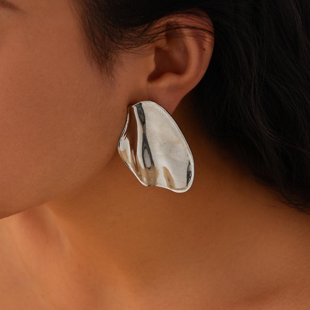Exaggerated Earrings, Wrinkled Texture, Light Luxury Large Earrings, Geometric Simplicity, Niche Earrings