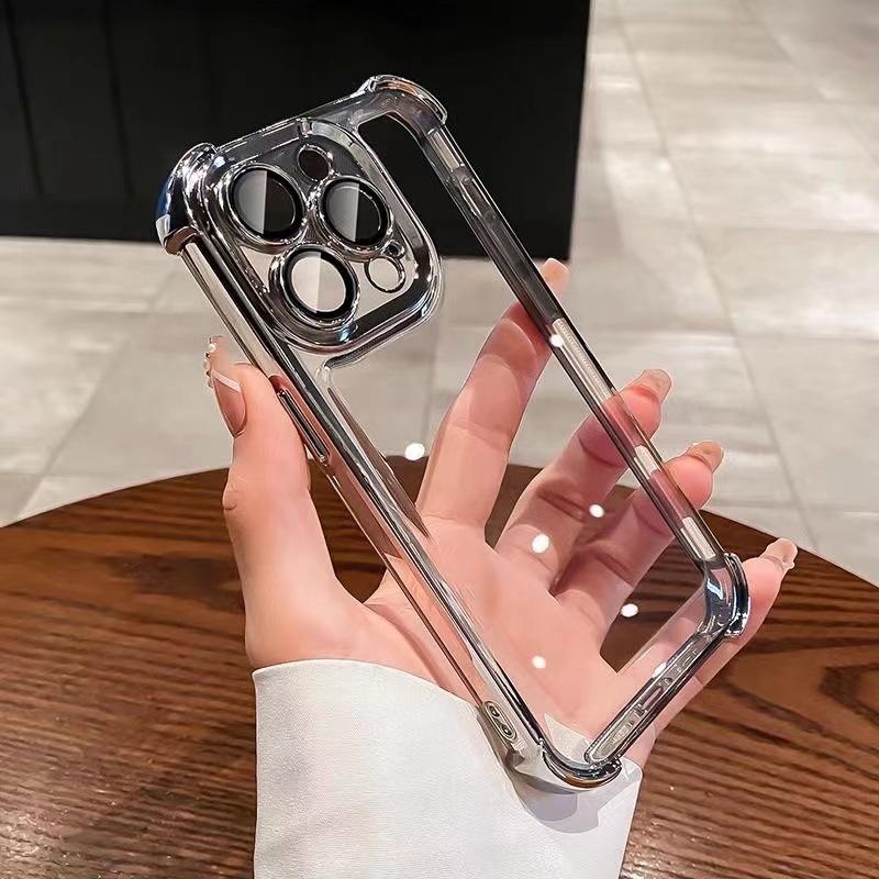 Роскошный ударопрочный чехол для телефона для iPhone 16 15 11 12 13 14 Pro Max Xs XR 7 8 Plus 6s 16e Пленка для объектива Бампер Прозрачный Воздушный чехол