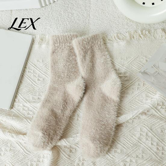 Cozy Plush Thermal Hosiery Thickened Imitation Mink Velvet Socks for Women, Soft Socks, Winter Warm Solid Color Home Indoor Living Room Bedroom