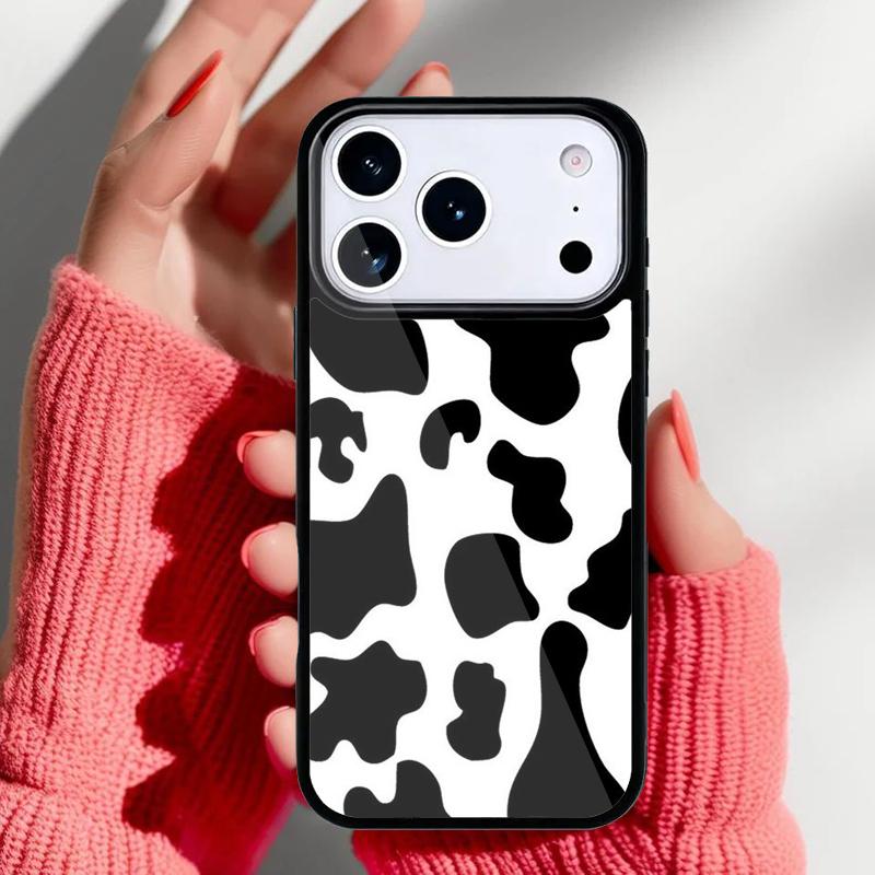 Модный Чехол для Телефона с Принтом Коровьи Пятна Леопард для iPhone 17 16 15 14 13 Pro Max Задняя Крышка для 12 11 Pro Coque