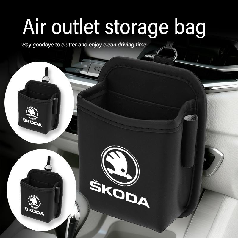 WLNQ1 For Skoda Car Car Air Outlet Storage Box Phone Glasses Organizer Auto Styling Accessories Rapid Octavia Derivative Enyaq-iV