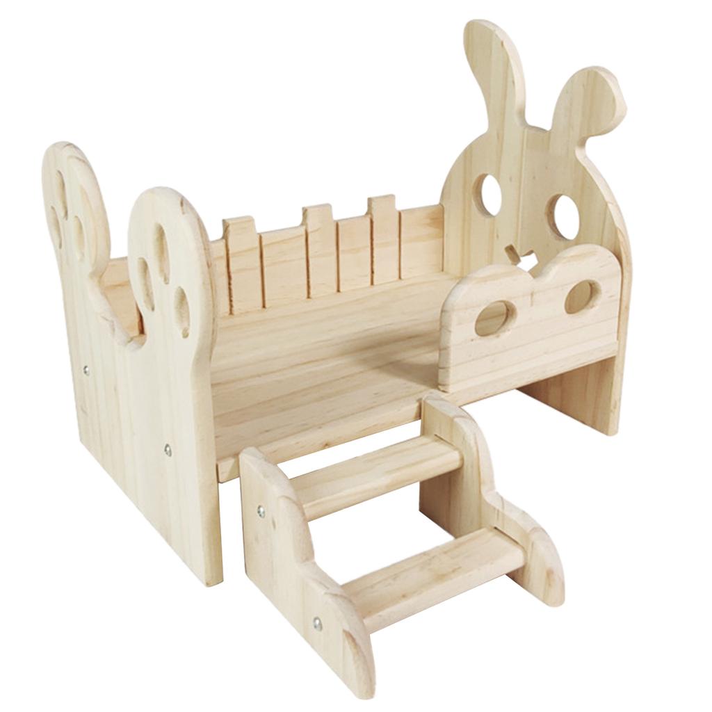 Кровать для хомяка для маленького питомца с лестницей, деревянная платформа, клетка, угловая игровая площадка, аксессуары для клетки с игрушками, домик для маленького животного