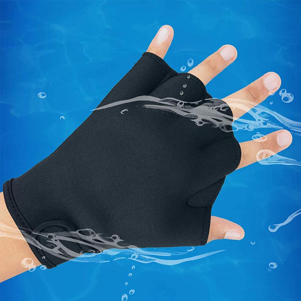 2 Pair Swimming Gloves Aquatic Swim Training Gloves For Diving Aerobics (L Size)