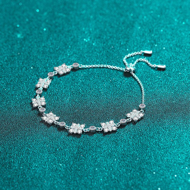 Женский браслет из стерлингового серебра 925 пробы с муассанитом, регулируемые ручные украшения с покрытием из золота Pt950