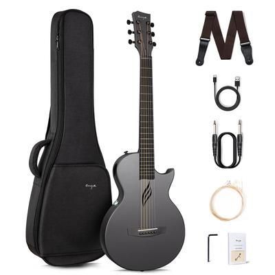Акустоэлектрическая гитара Enya Nova Go SP1, мини-гитара из углеволокна со звукоснимателем AcousticPlus, в комплекте гитарный чехол и ремень (черный)
