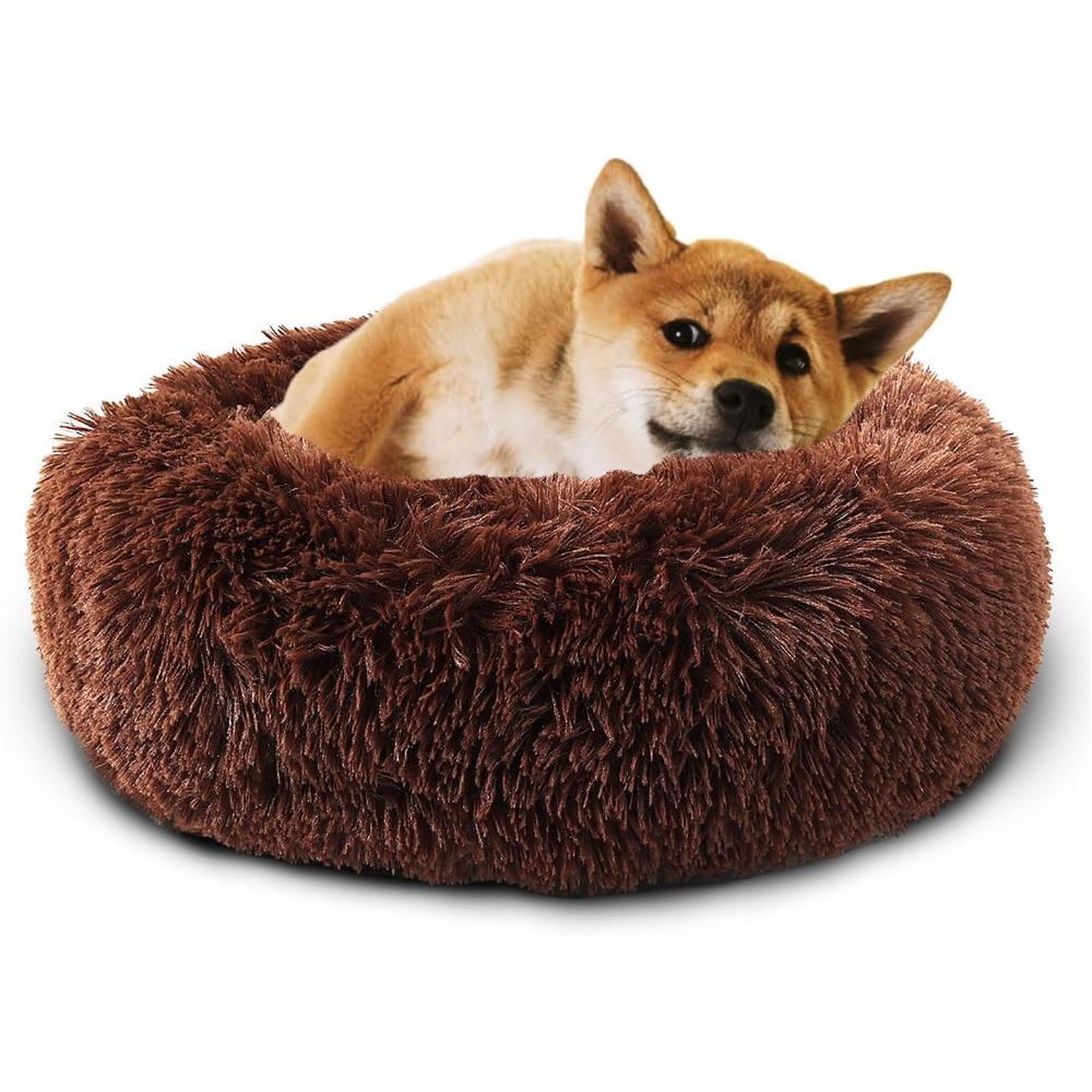 40-80 см круглая кровать для домашних животных для большой собаки, супер мягкая кровать для кошки, длинный плюшевый домик для собаки среднего размера, зимняя теплая спальная кровать