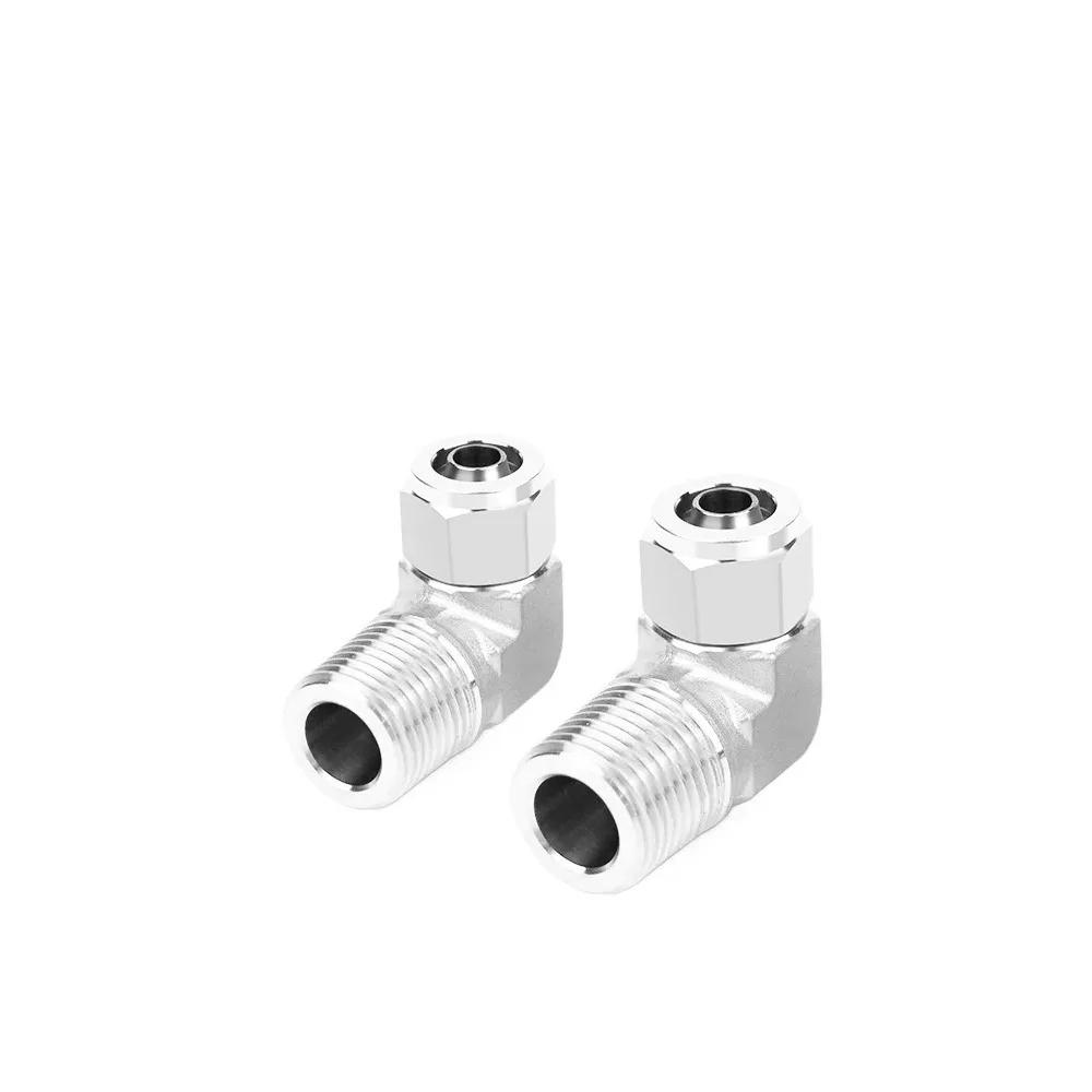 Угольник 90 градусов 1/8" 1/4" 3/8" 1/2" BSPT Наружная x 6 8 10 12 мм Шланг Быстросъемный 304 Нержавеющая сталь Кованый Трубный фитинг Вода Газ