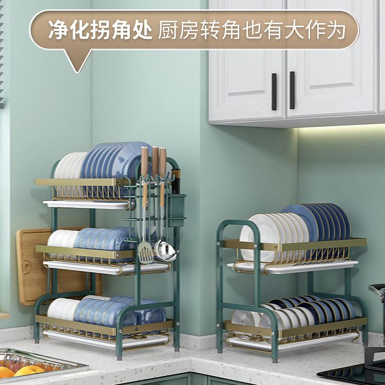2-х уровневая сушилка для посуды из нержавеющей стали, полка для хранения посуды, ножей, тарелок, раковины, органайзер для сушки и хранения кухонных принадлежностей