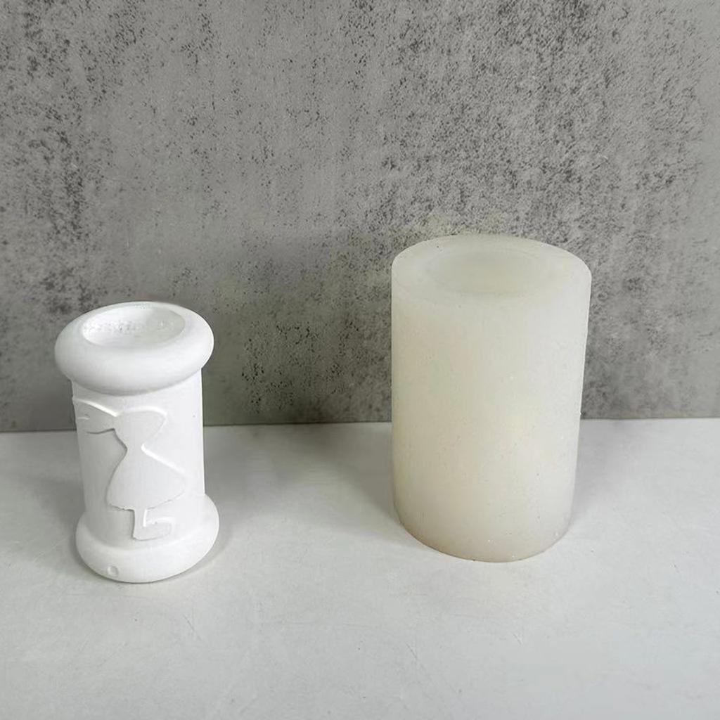 Cylinder Candle Holder Molds for DIY Candle Holder Gypsum Ornament Room Decorations, Easter Theme Pillar Candle Holder