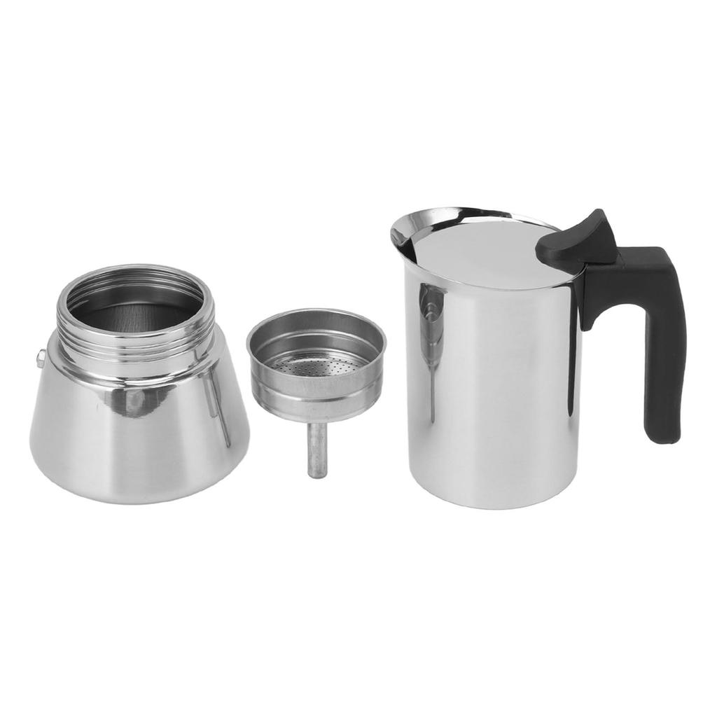 Кофеварка Moka Pot объемом 300 мл из пищевой нержавеющей стали, безопасная для установки на плиту с изолированной ручкой