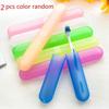 2pcs Color Random Portable Travel Toothbrush Box Trip Breathable Anti-bacterial Protective Toothbrush Storage Container Case