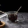 Стеклянная кружка с двойными стенками и ручкой 200 мл для чая, вина, кофе, завтрака, латте, капучино