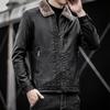 Зимняя кожаная мужская куртка, новая мужская куртка среднего и пожилого возраста с лацканами из плюшевого меха и мехом в сочетании с большой мужской курткой из искусственной кожи большого размера