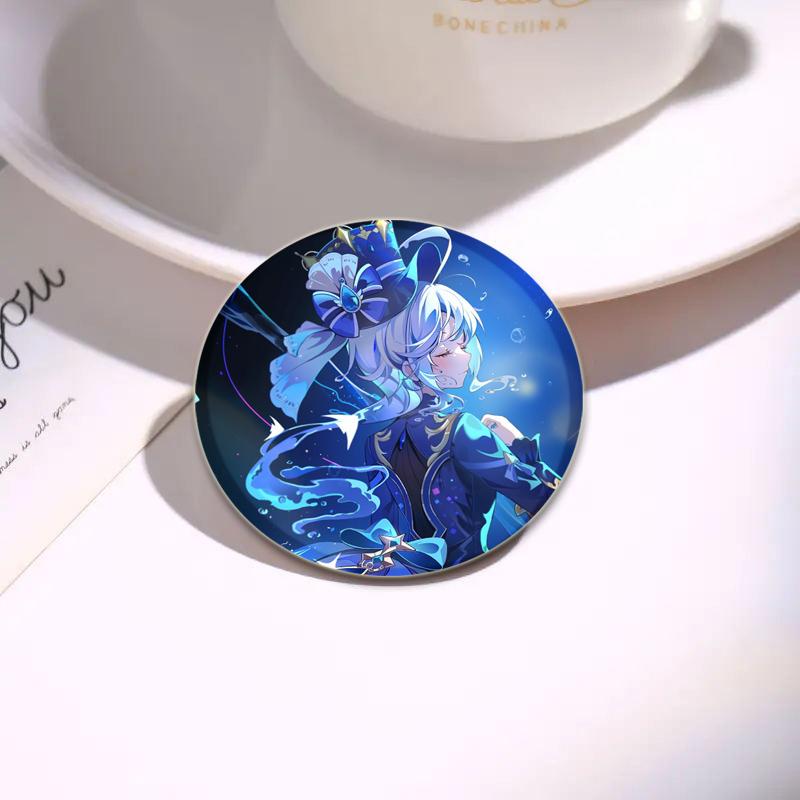 32/44/58mm Anime Genshin Impact Pins Cute Cartoon Furina Badge Handmade Tinplate Brooches Breastpin for Backpack Clothes Gift Accessorys