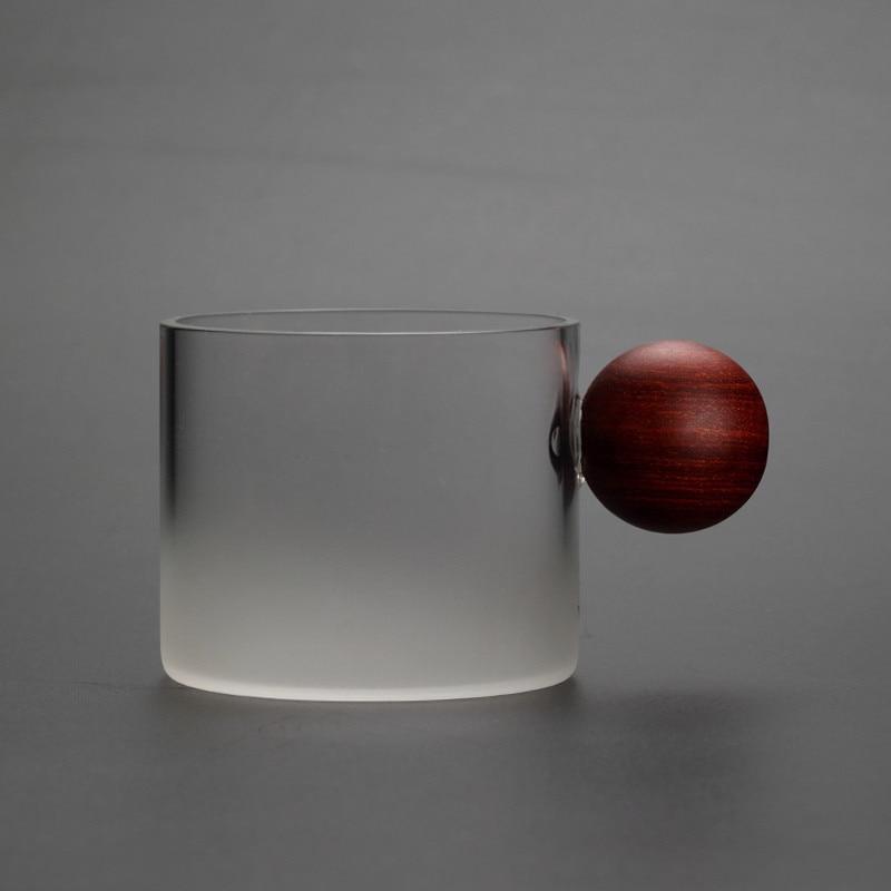 Стеклянная чашка для виски и вина с деревянной ручкой, офисная маленькая чайная чашка, кружка ручной работы, посуда для напитков