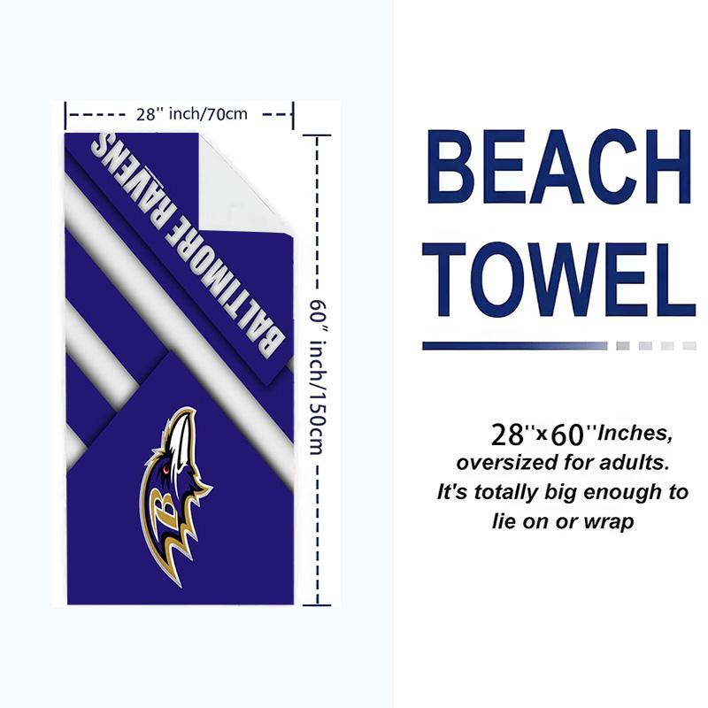 Baltimore Ravens Logo Print Beach Towel, Large Soft Quick Dry Towel for Beach Camping Swimming