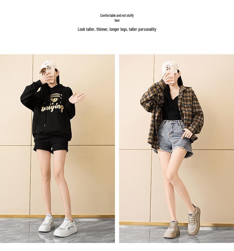 Женские летние дышащие кроссовки-сетка, корейский стиль, на толстой подошве, универсальные повседневные белые туфли