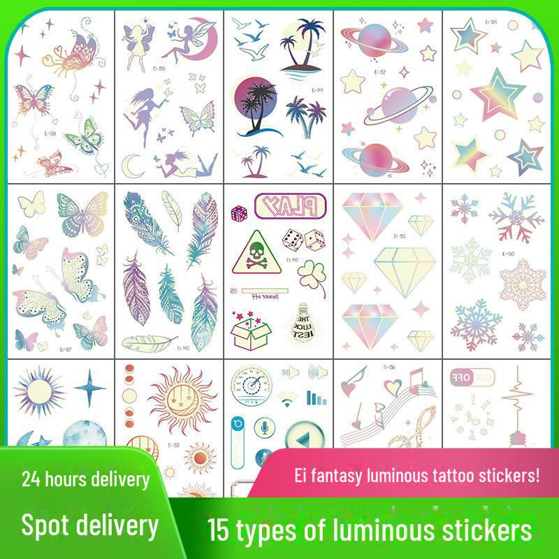 Фэнтези градиентные светящиеся наклейки-татуировки в виде бабочек