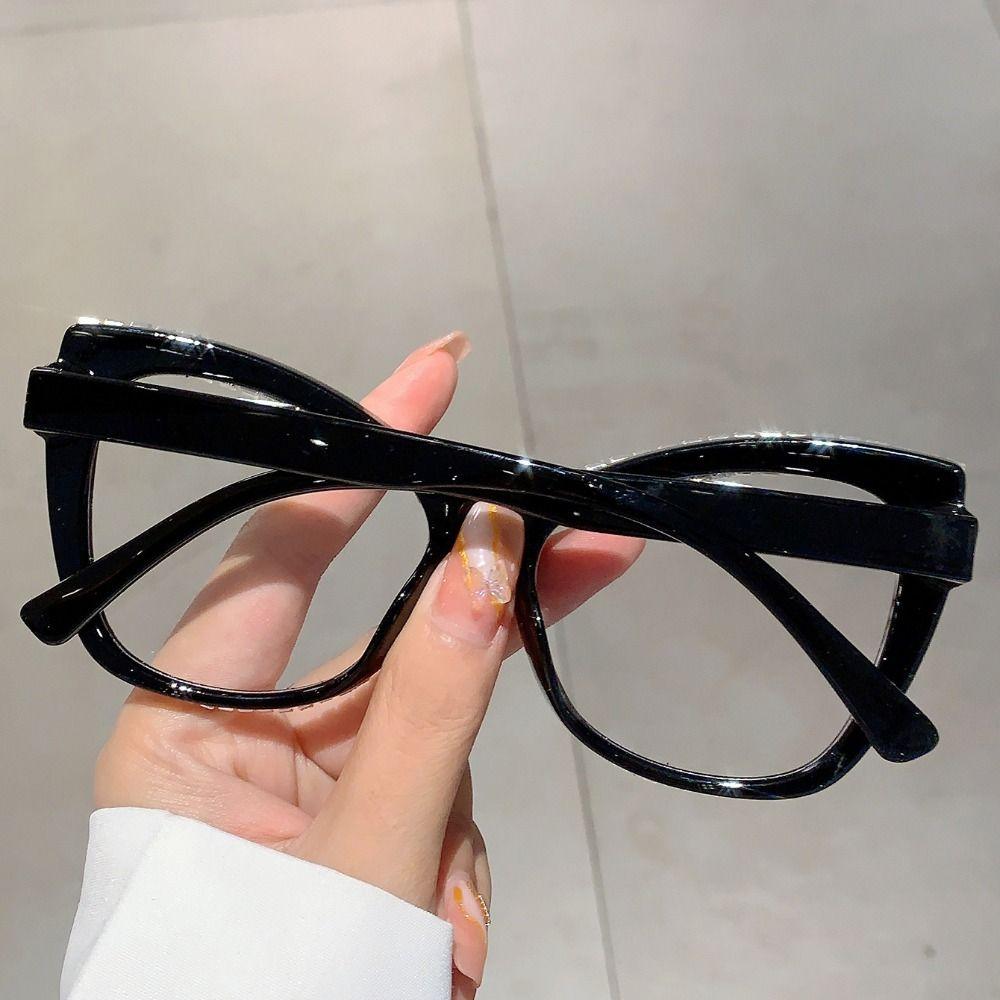 INS Rhinestone Glasses Fashion Large Frame Eyewear Convenient Women Spectacles Selfie