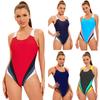One Piece Women Swimwear Swimsuit Bathing Suit Patchwork Female Beachwear Bodysuit Backless Plus Size Sports