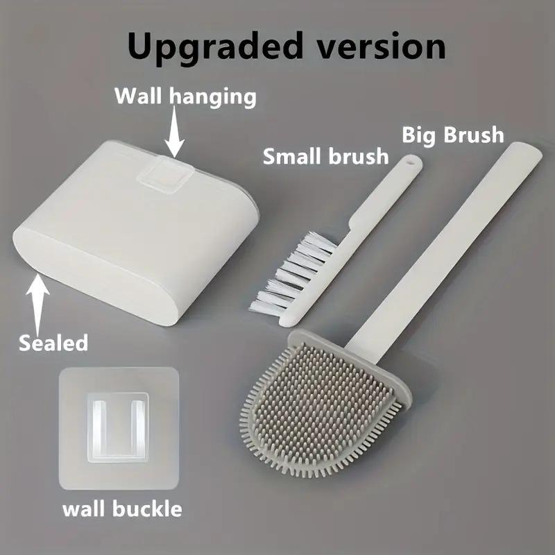 Wall Hanging TPR Toilet Brush with Holder Set Toilet Bowl Brush Wall Toilet Wand with Quick-Drying Holder Cleaning Brush