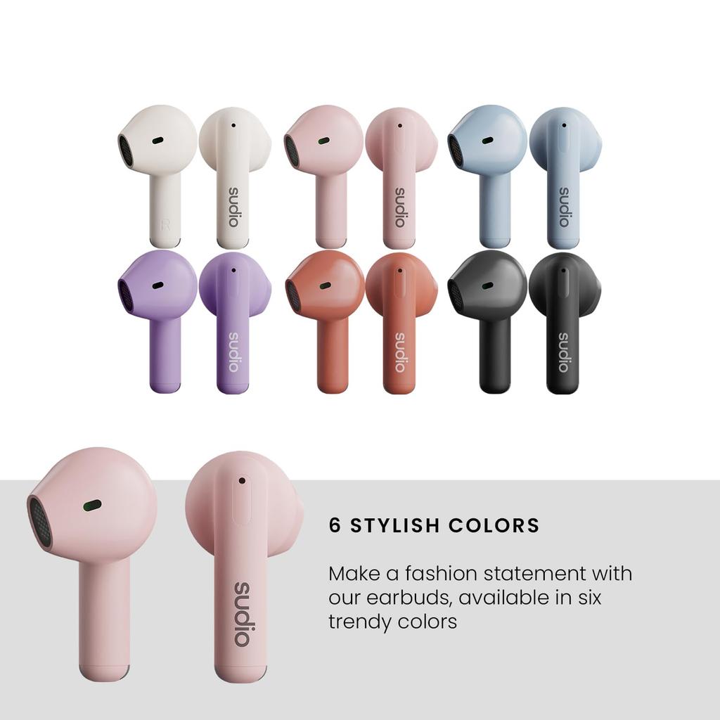 SUDIO A1 Wireless Earphones Open Ear Type iOS Android Compatible IPX4 Level Waterproof Design Scandinavian Design SDGs Sustainable Gift [] (Pink)