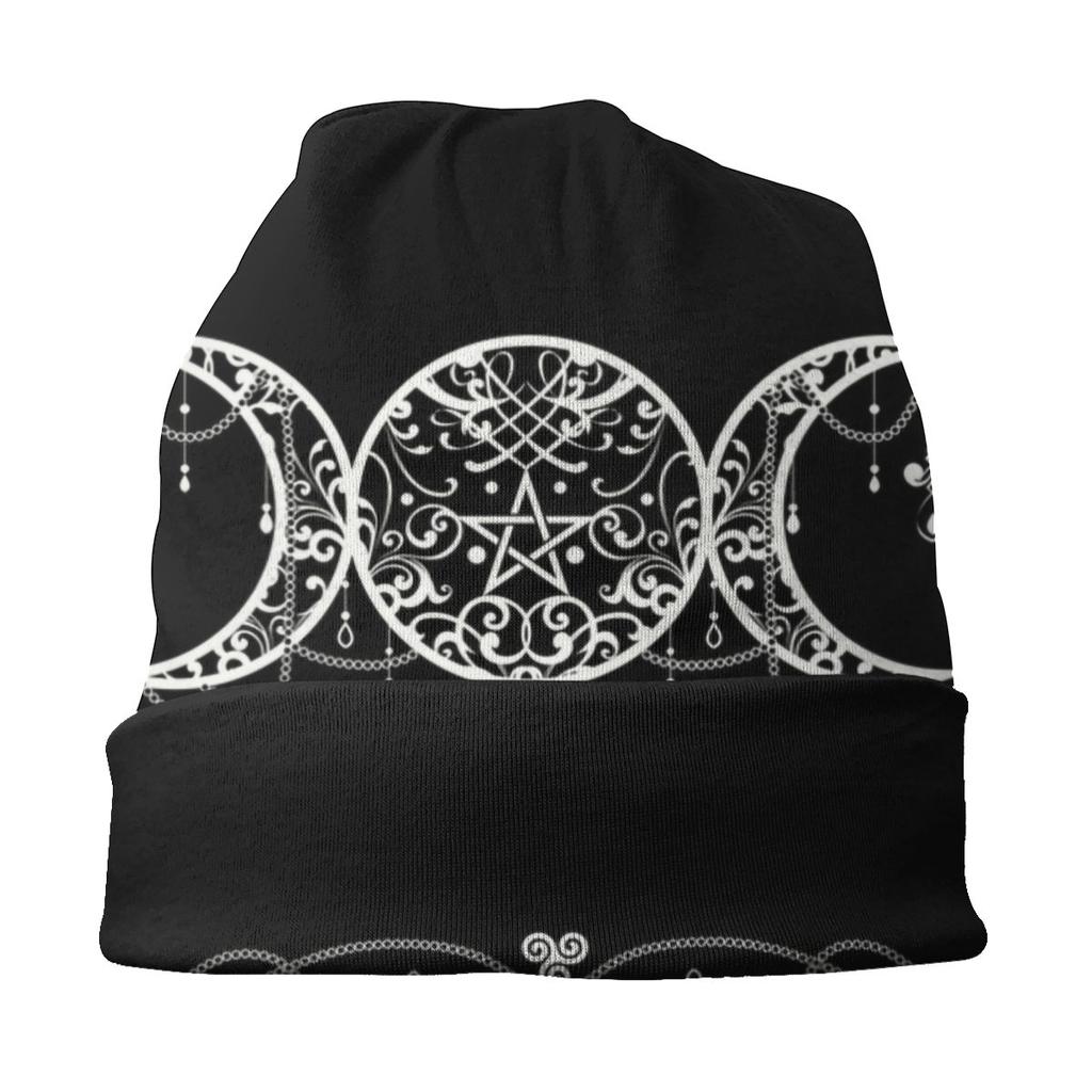 Тройная шапка Богини Луны, вязаная шапка, женская модная унисекс пентаграмма, языческая викканская зимняя теплая шапка Skullies, шапка для лыж