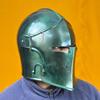 Green Barbuta Helmet Medieval Knight Armor 18g Mild Steel LARP Cosplay Warrior Helmet Visored for Halloween Collectors