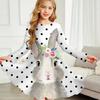 Girl Casual Wave Point Print Round Neck Long Sleeve Dress Kid Princess Dress