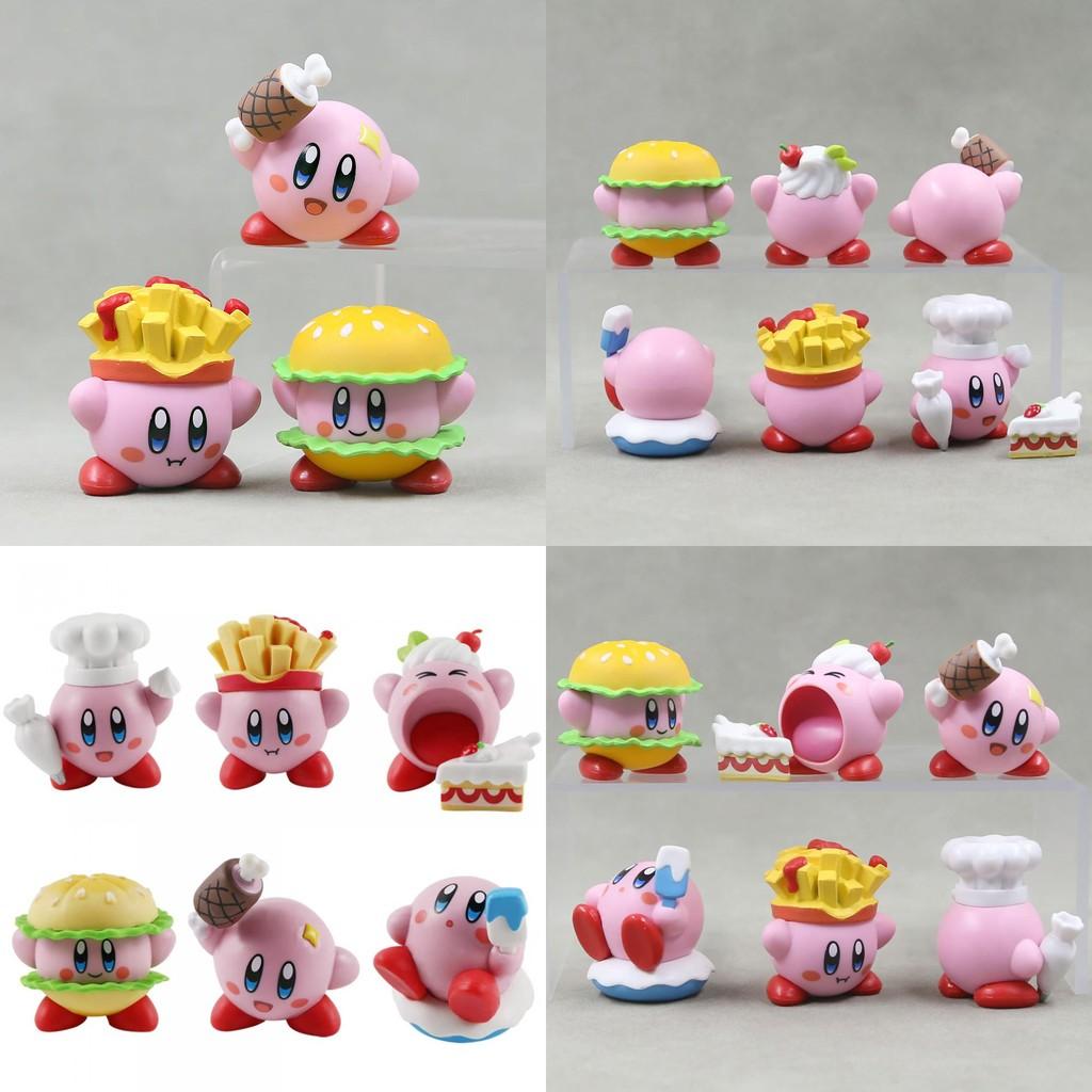 Collectible 6 Style Kirby Food Figurines Pvc Cute Car Decor Cake Accessories