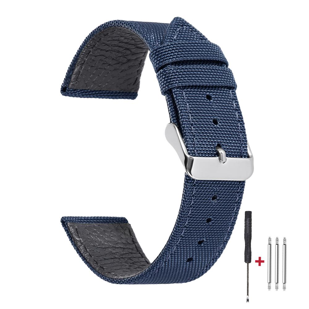Качественный нейлоновый холщовый ремешок для часов 20 мм 22 мм для Seiko, водонепроницаемый ремешок для часов из натуральной кожи для мужчин, армейский зеленый браслет для смарт-часов