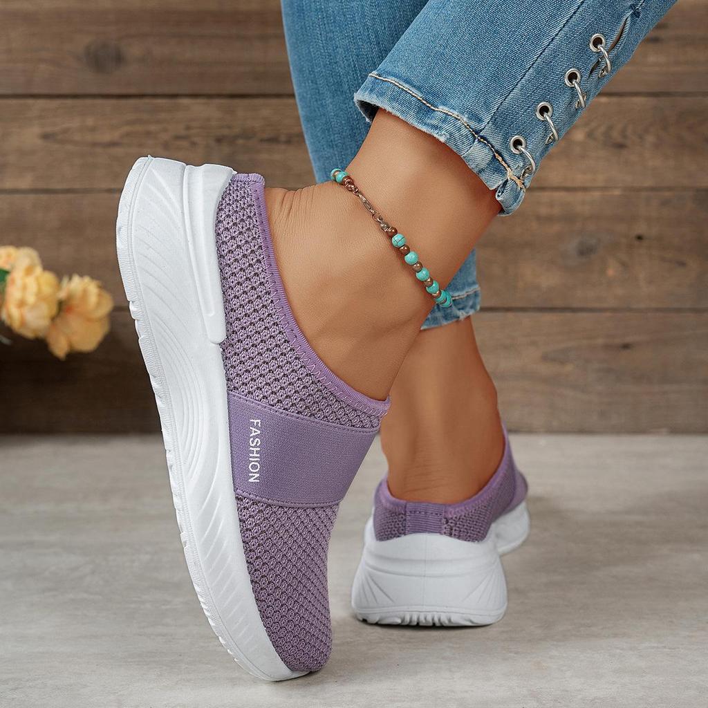 Женские дышащие полушлепанцы на осень 2025 года, повседневная обувь больших размеров