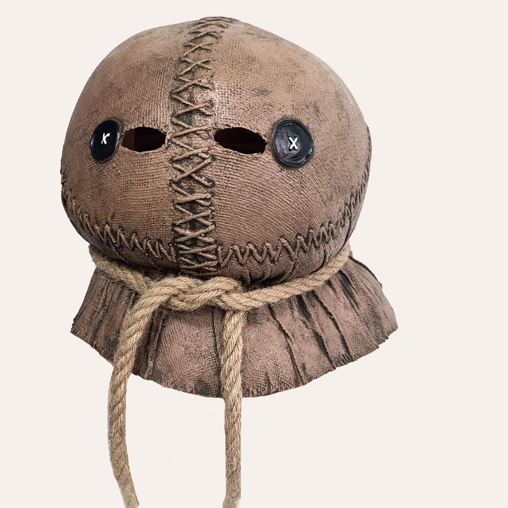 Burlap Texture Latex Full Head Mask, Horror Character Headgear for Adult Halloween Cosplay Props