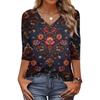 Women's T Shirt Print 3/4 Sleeve Daily Weekend Fashion Basic V- Neck Regular Top