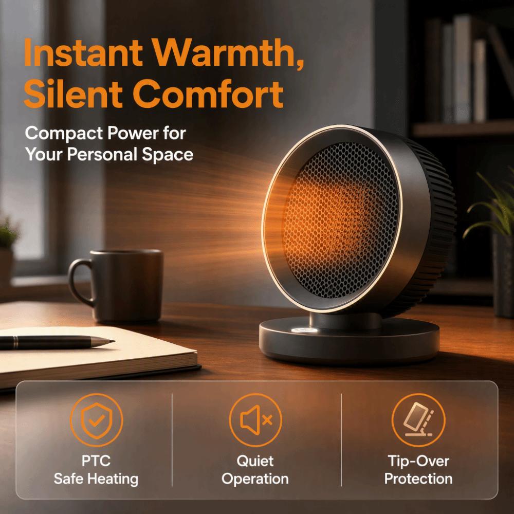 Adjustable Thermostat Space Heater Fan Mode PTC Space Heater Electric Heating Fan Home Use