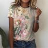 Floral Plants Pattern T-Shirt For Women Flower 3D Printed T Shirts Summer Casual Round Neck Tops Short Sleeves Oversized Tees