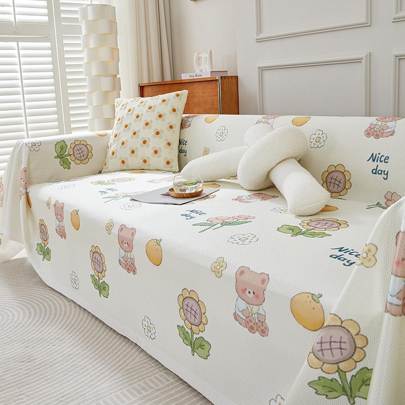 Ледяной шелк, чехол для дивана, лето, лето, милый мультфильм, полотенце для дивана, универсальный универсальный кожаный чехол для дивана, полное покрывало, одеяло