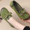 Зеленые балетки высшего качества женские из натуральной кожи, туфли на плоской подошве для вождения и ходьбы, мокасины, женские, ручной работы, роскошные балетки с бантом