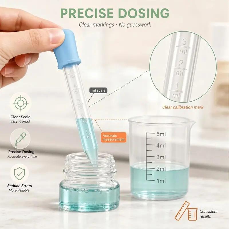 5ML Silicone Plastic Pipette Dropper Liquid Transfer Tool School Lab Experiment Medicine Feeding Eye Ear Gummy Candy Kitchen Use