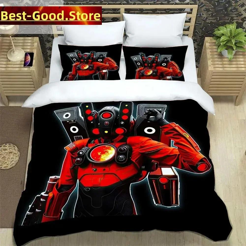 Skibidi Toilet Funny Kprl Speaker Cartoon Duvet Case Pillowcase Beddding Set Twin Full King for Boys Adults Bedroom