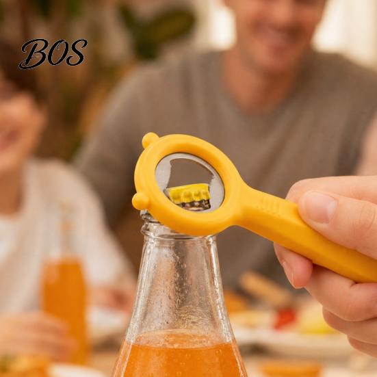 Small Desktop Bottle Opener Cute Bear Opener, Stainless Steel Beer Cap Remover with Non Slip Compact Handle, Portable Kitchen Bar Tool for Soda, Gift