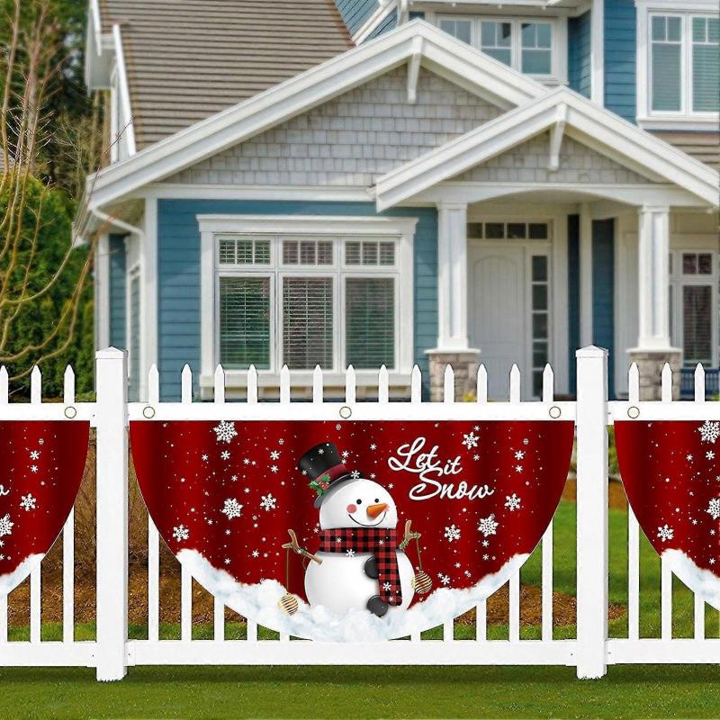 Fan Shaped Christmas Polyester Flags for Outdoor Decor, Colorful, Party- Home Use -Yx